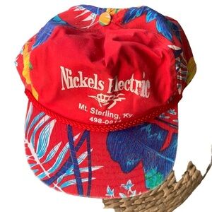 Vintage Nickels Electric Hat Mt. Sterling Kentucky Flowers Nissan SnapBack Rope